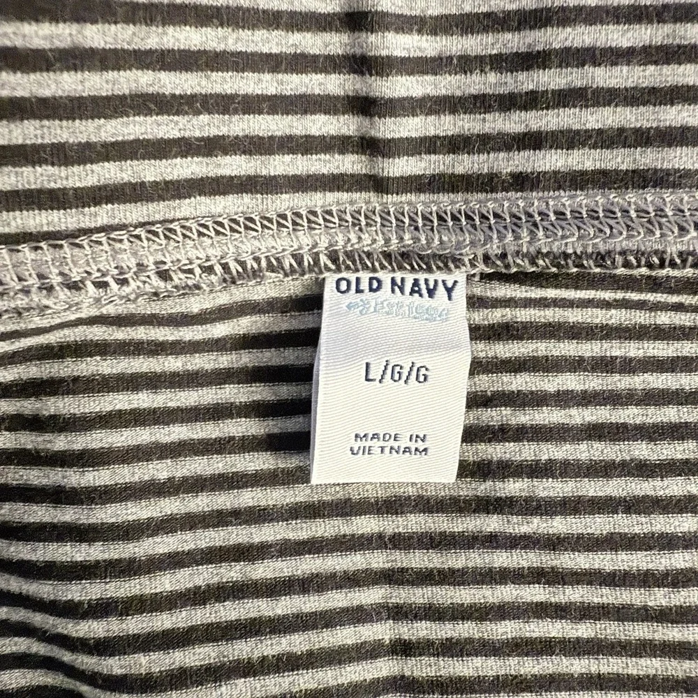 Old Navy Pull On Pencil Mini Skirt Women L 12 14 Stripe Black Gray Jersey Knit
